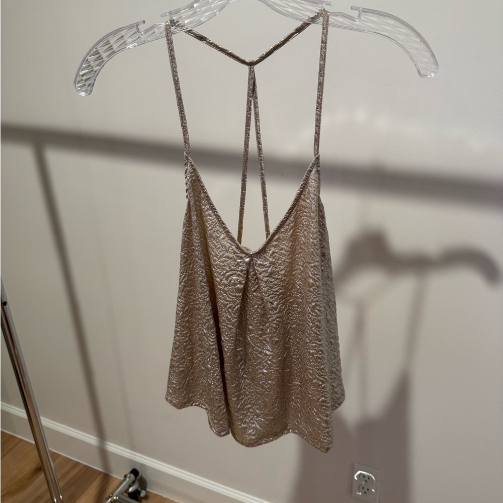 Gold ASTR Racerback Spaghetti Strap Tank NWT